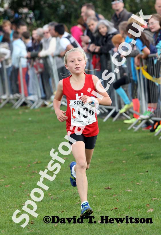 Hallamshire winning the under-11 girls Northern Cross Country Relays, Graves Park, Sheffield.